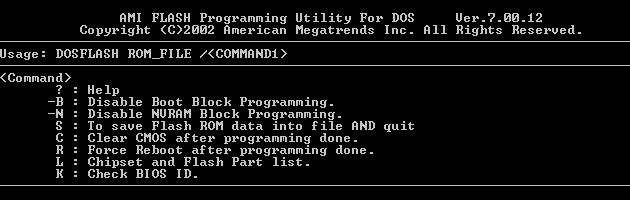 AMI FLASH Programming Utility For DOS Ver.7.00.12