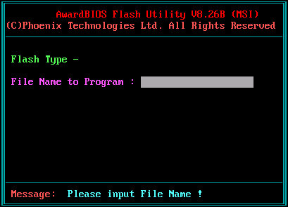 AwardBIOS Flash Utility V8.26B (MSI)