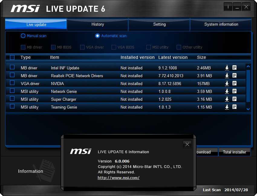 MSI Live Update 6.0.006