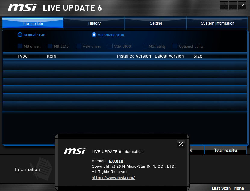 MSI Live Update 6.0.010