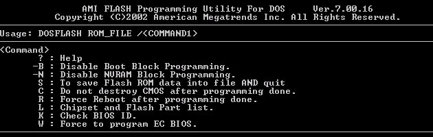 AMI FLASH Programming Utility For DOS Ver.7.00.16