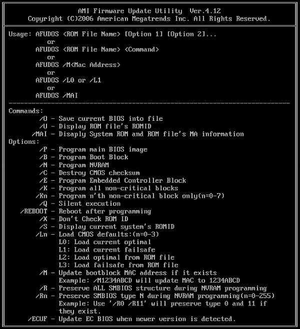 AMI Firmware Update Utility Ver.4.12