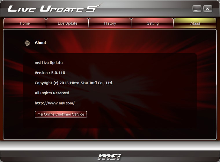 MSI Live Update 5.0.110