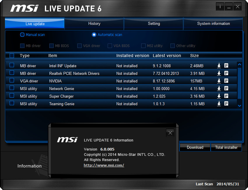 MSI Live Update 6.0.005