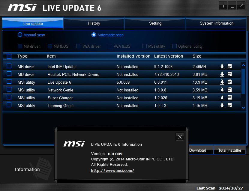 MSI Live Update 6.0.009